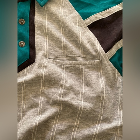 Envoy 90s Casual Dad Polo Style Shirt Teal Black Grey Mens Medium Vintage - Picture 6 of 7